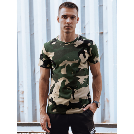 Pánske tričko camo Farba Khaki DSTREET RX5599