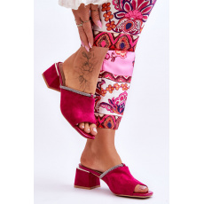 Suede High Heel Slips S.Barski KV-612-2 Fuchsia