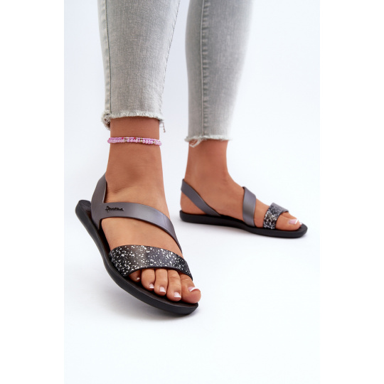 Sandały Damskie 82429 Ipanema Vibe Sandal Fem Czarno-Srebrne