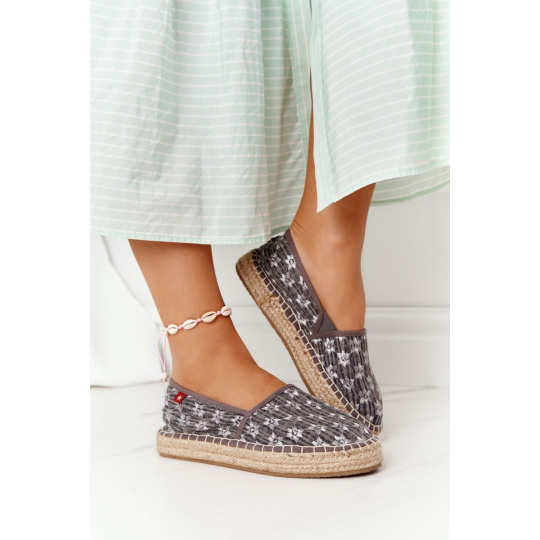 Espadrilky na pletenej platforme Big Star AA274680 sivá