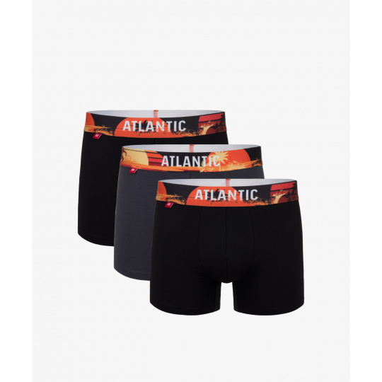 Pánske športové boxerky ATLANTIC 3Pack - šedé/černé